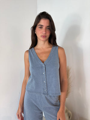 Washed Denim Top & Pant Set