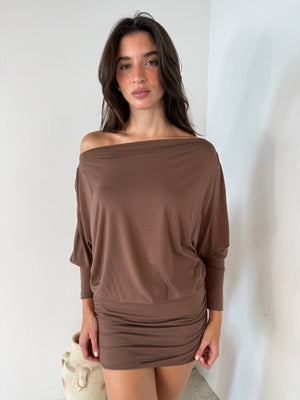 Brown LS Mini Dress