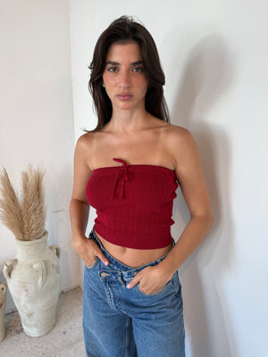 Red Knit Tube Top