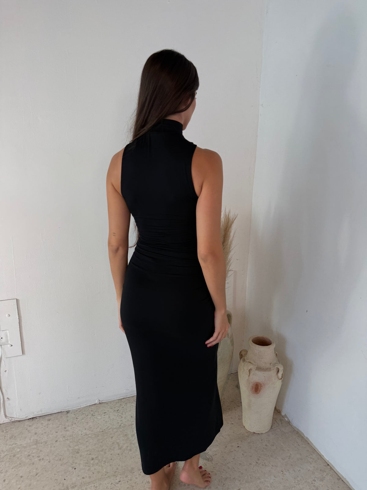 Turtleneck Metal Ring Maxi Dress