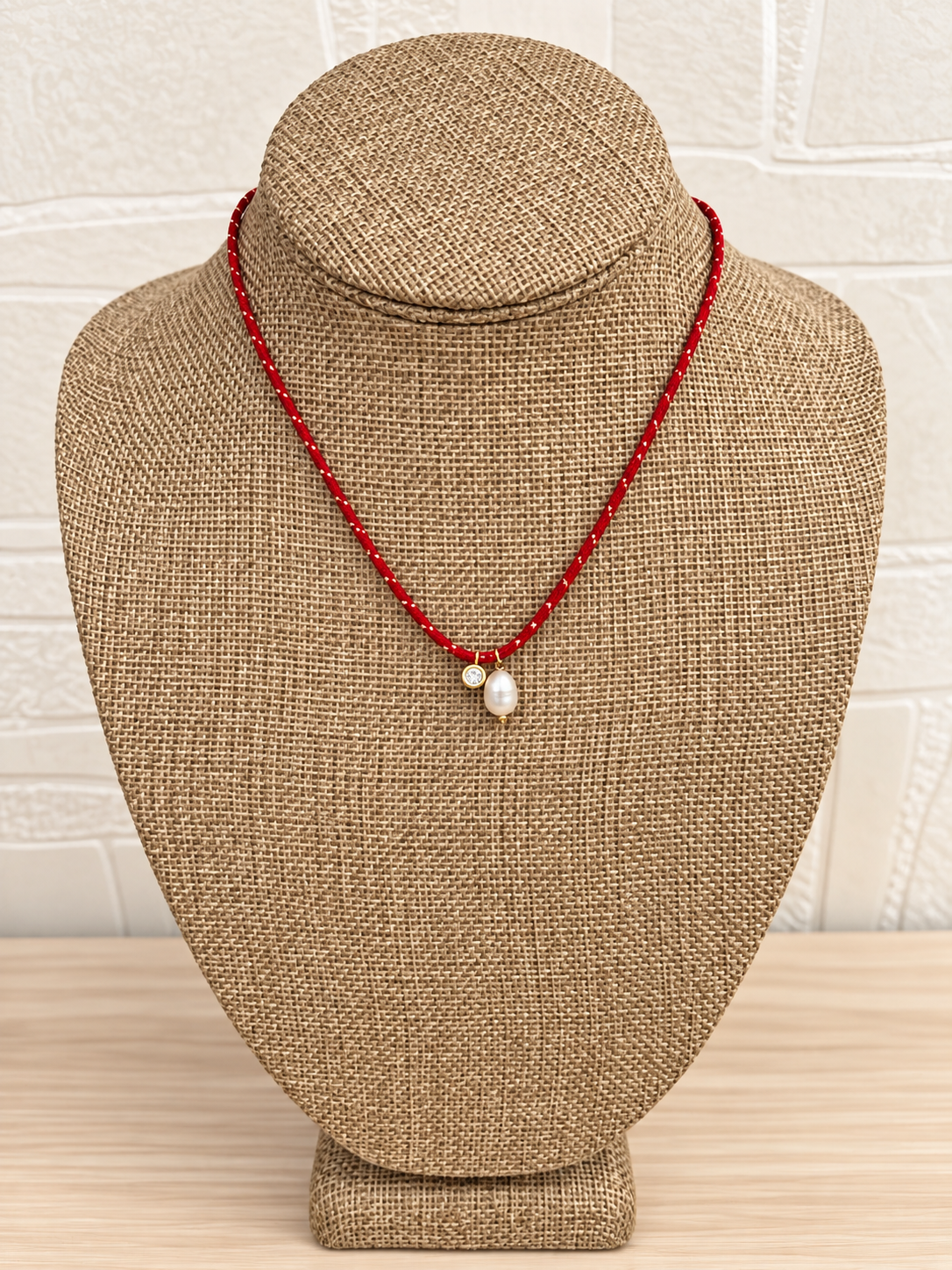 String Pearl Charm Necklace