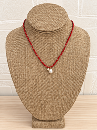 String Pearl Charm Necklace