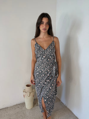 Hunter Green Print Midi Dress