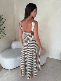 Brown Stripe Midi Dress