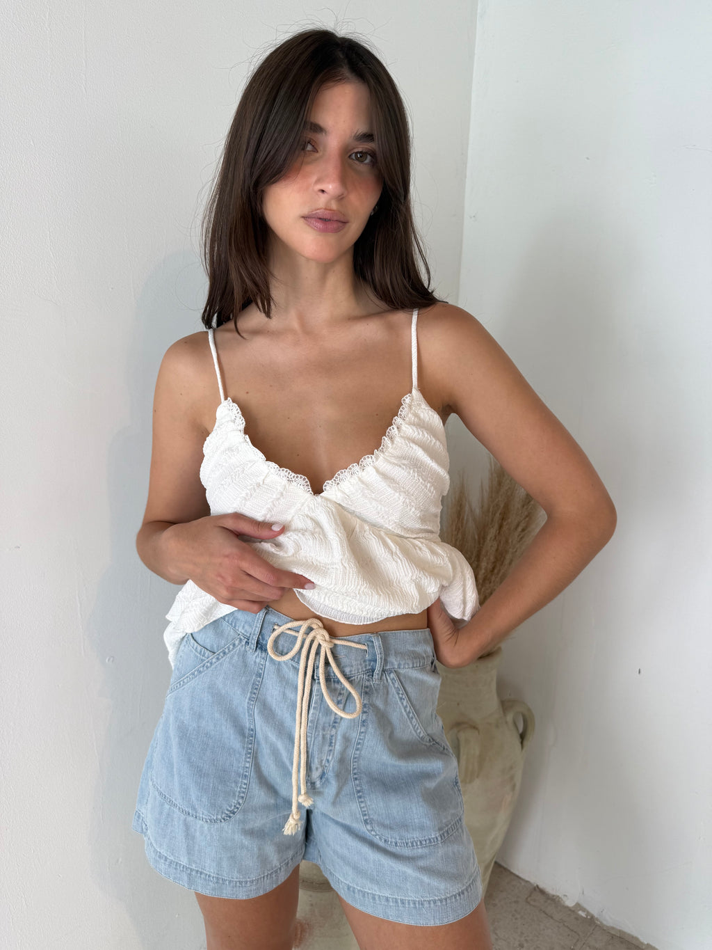 Light Denim Drawstring Short