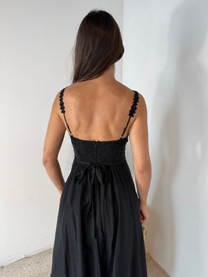 Black Lace Trim Bustier Dress