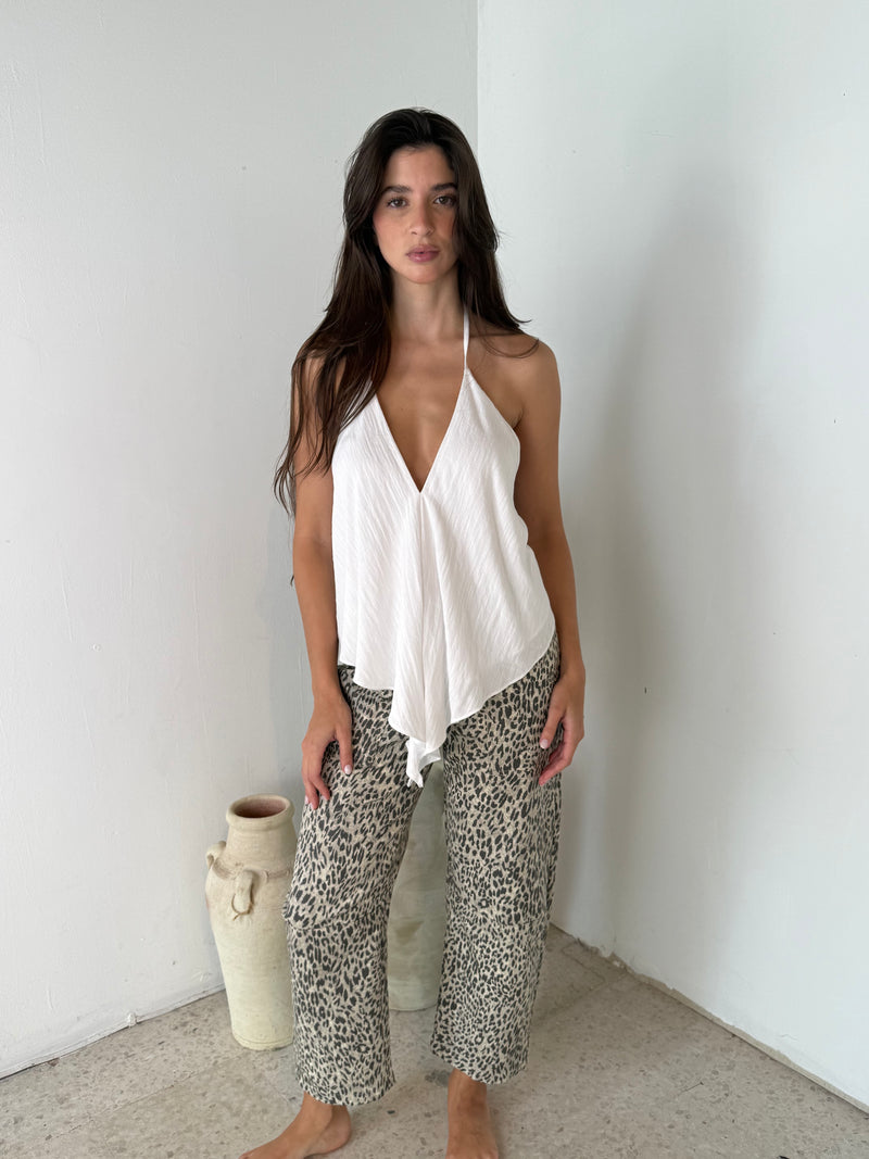 Grey Leopard Denim Pants