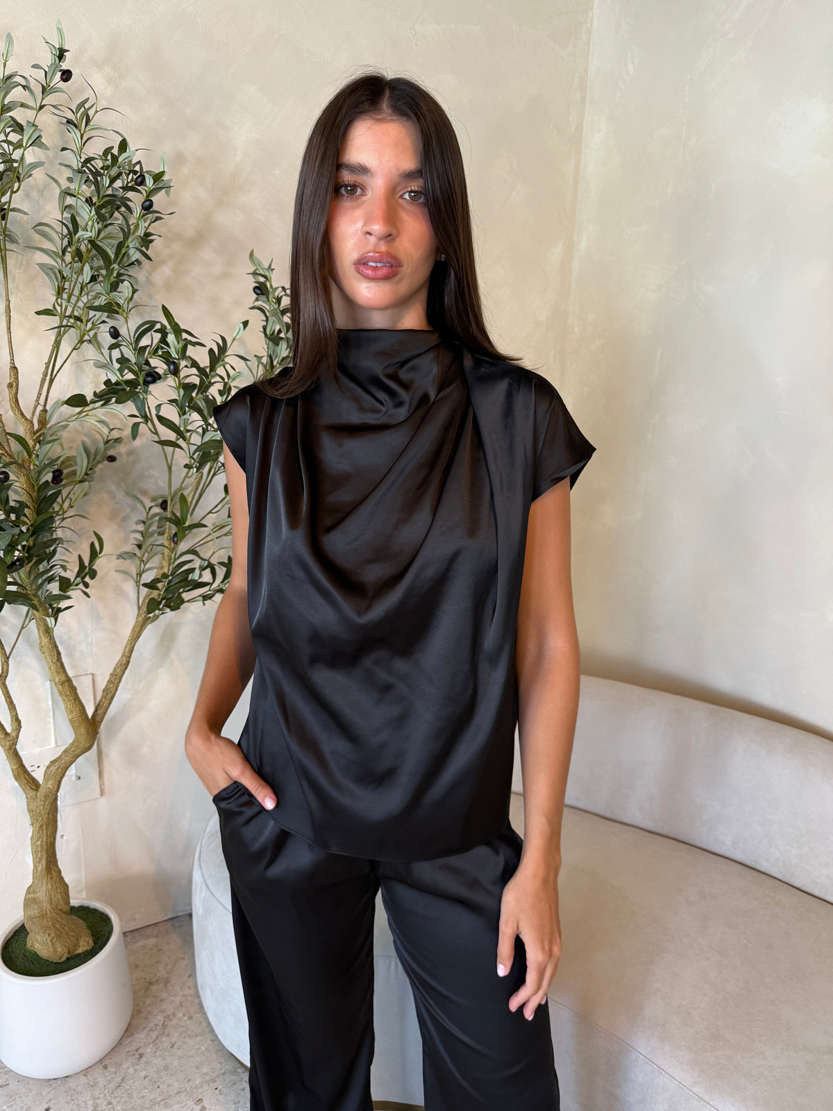 Black Satin Set