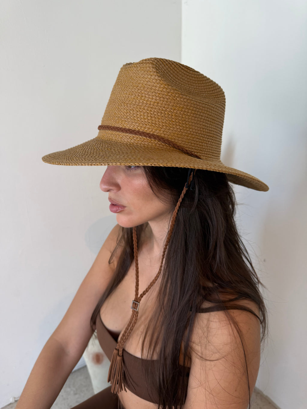 Braided Tassel Cord Straw Hat