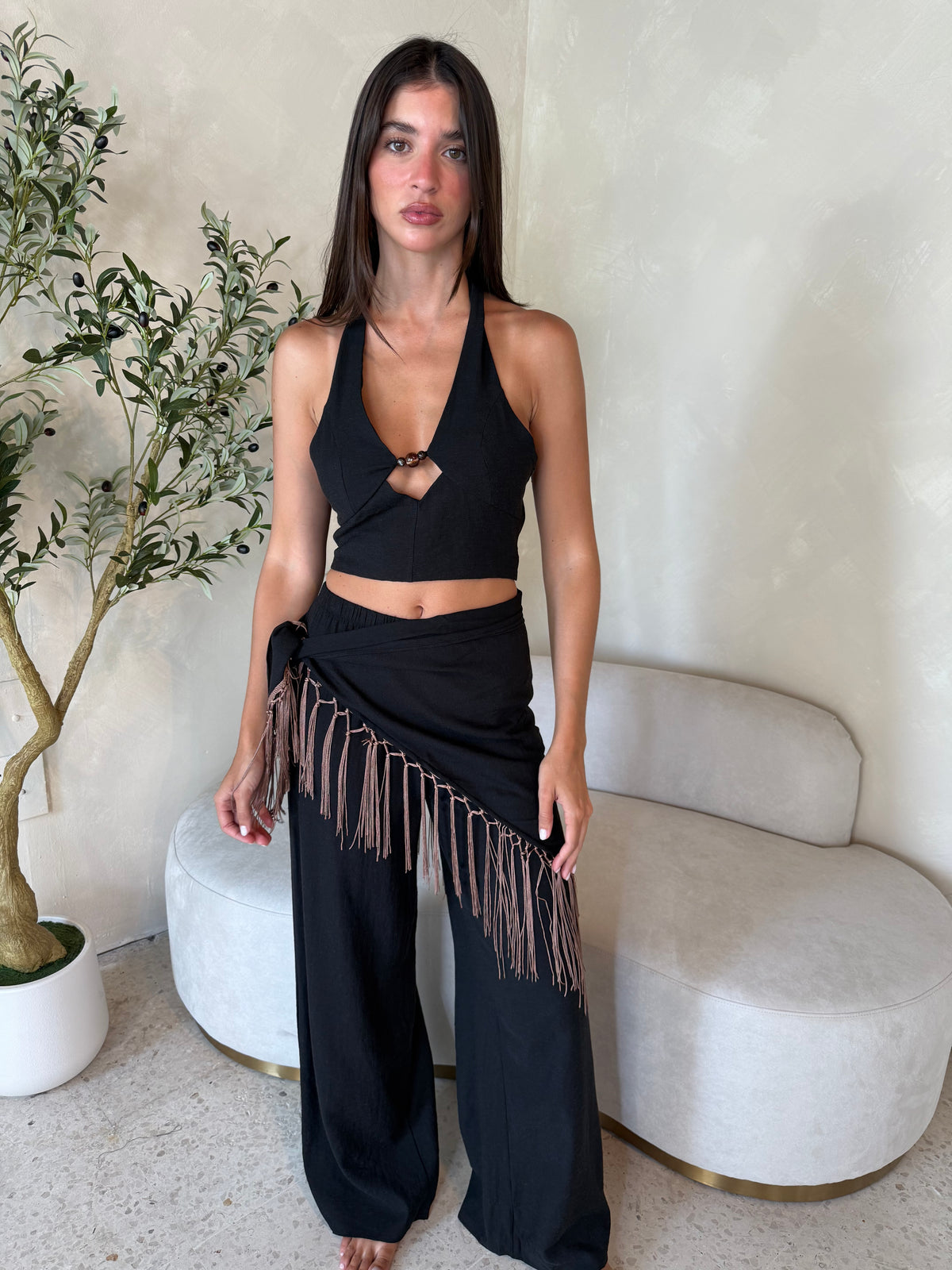 Fringe Black Brown 3pc Set
