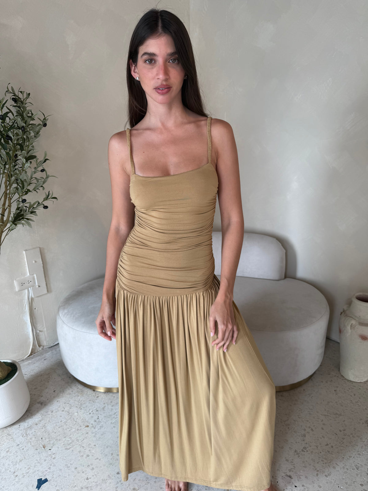 Ruched Bodice Maxi Dress
