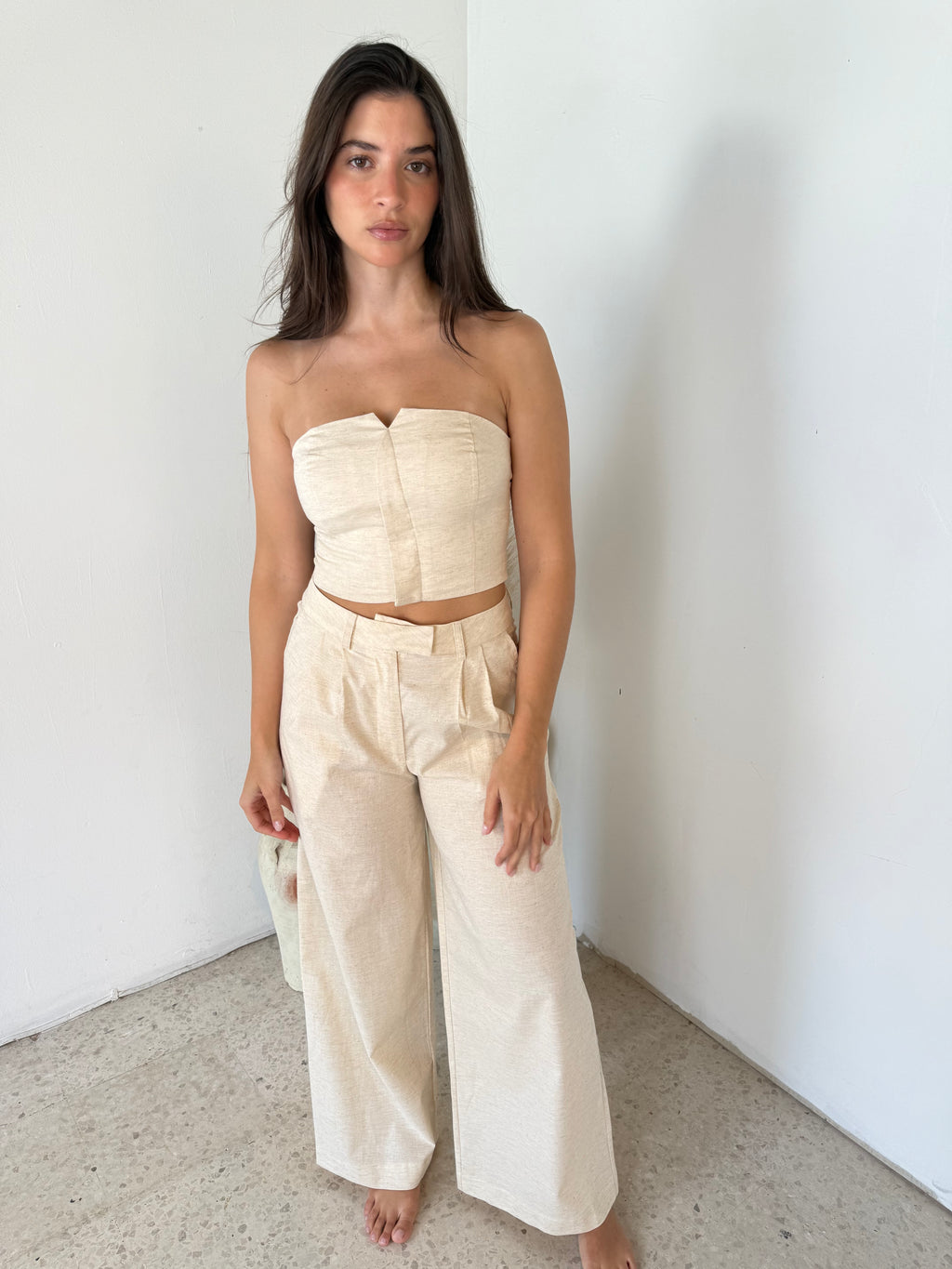 Linen Tube Top & Trouser Set