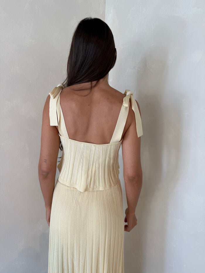 Pleated Top & Midi Skirt Set