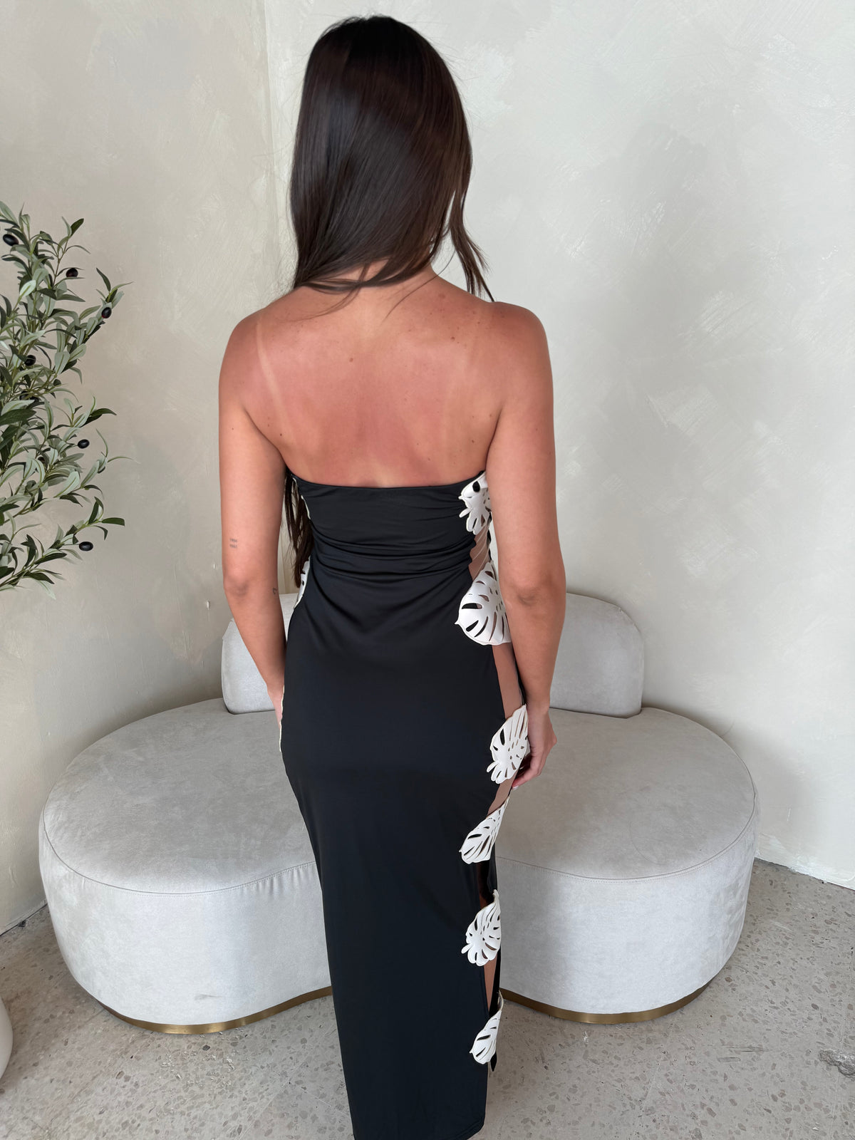 Leaf Mesh Tube Dress