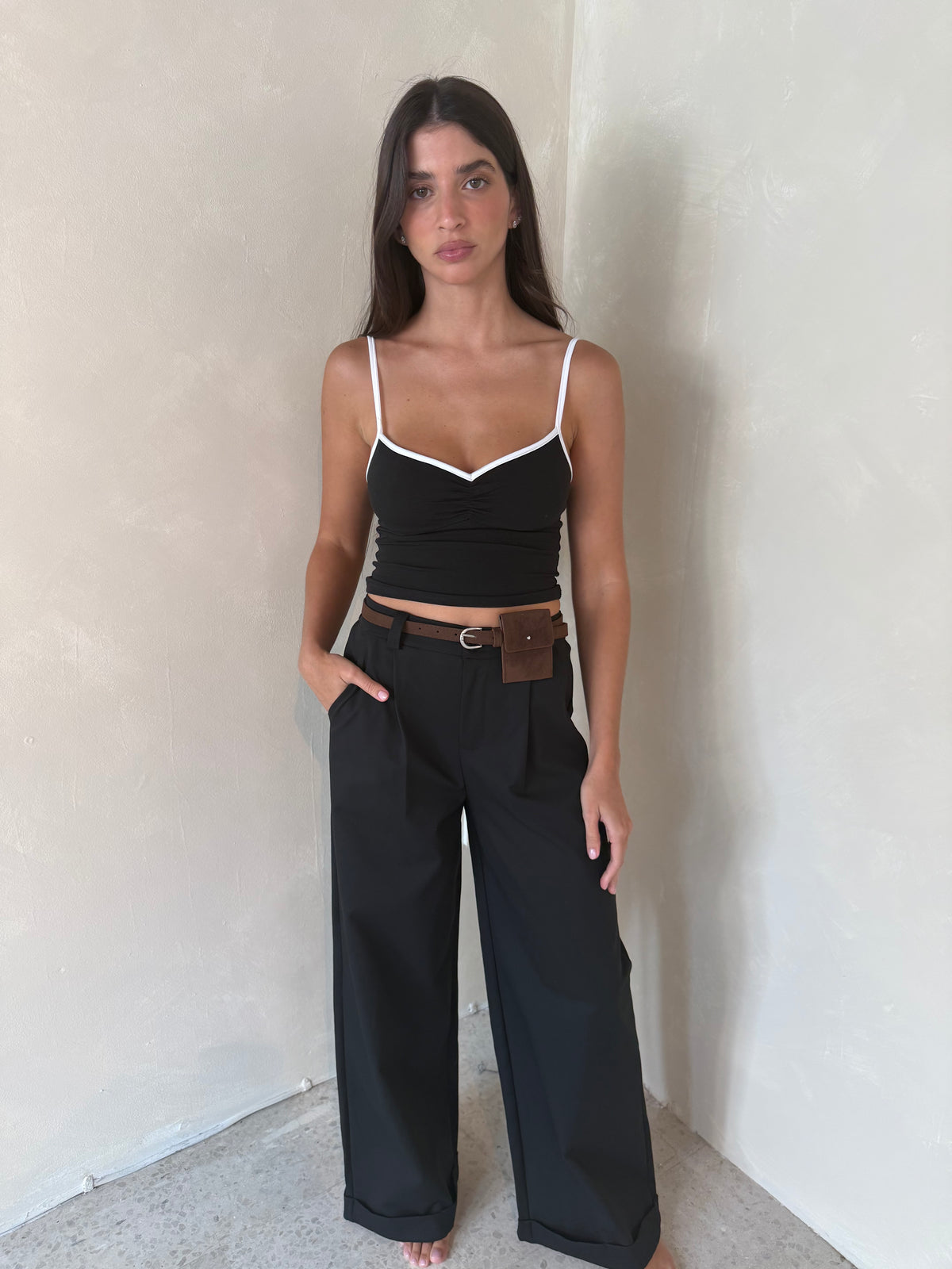 Black Belted Trousers