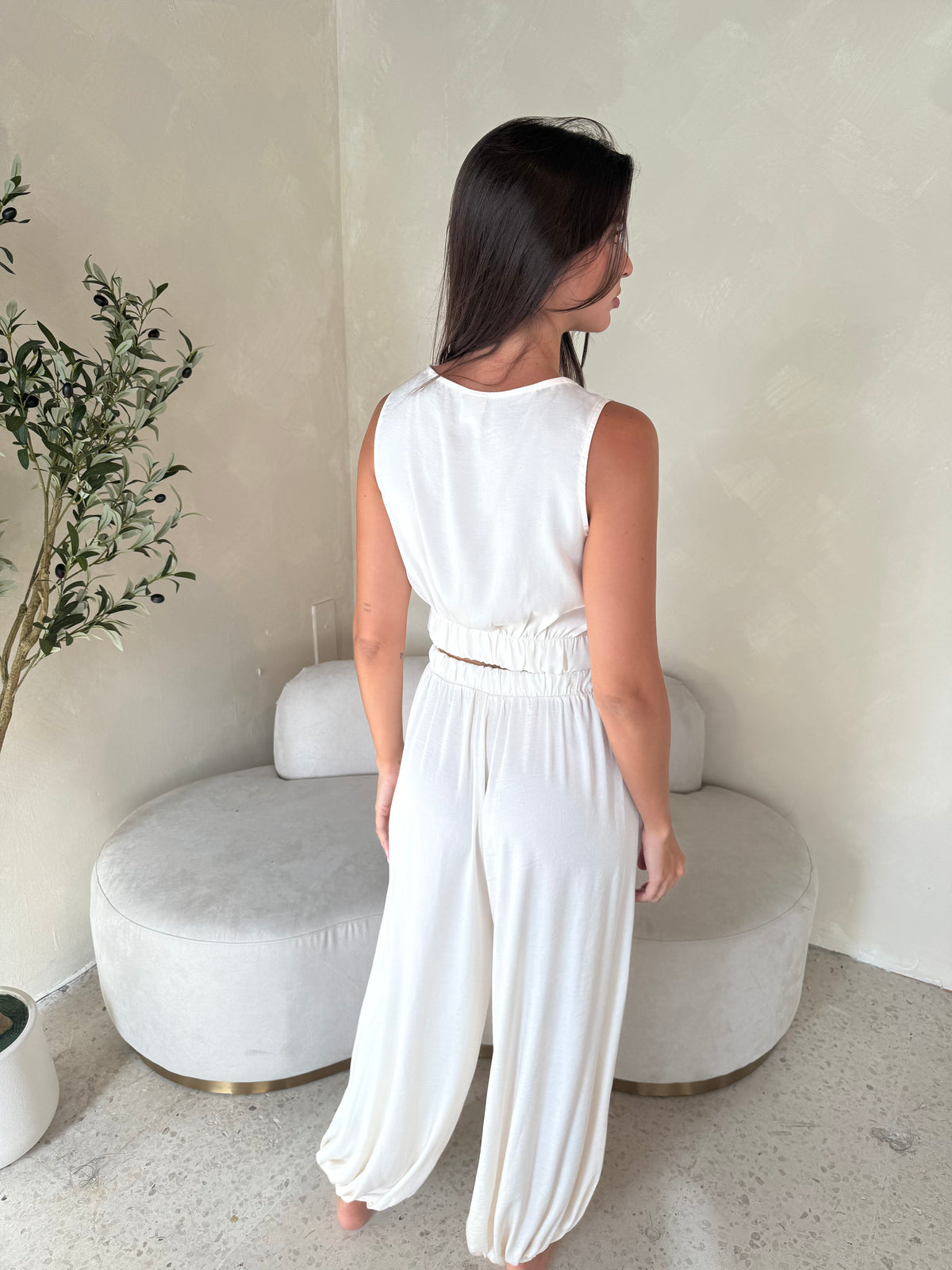 Ivory Crop Top & Pant Set