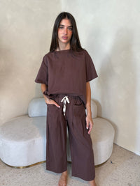 Brown SS Top & Pant Set