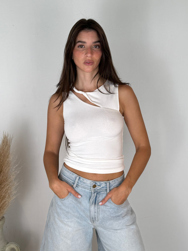 White Twisted Tank Top