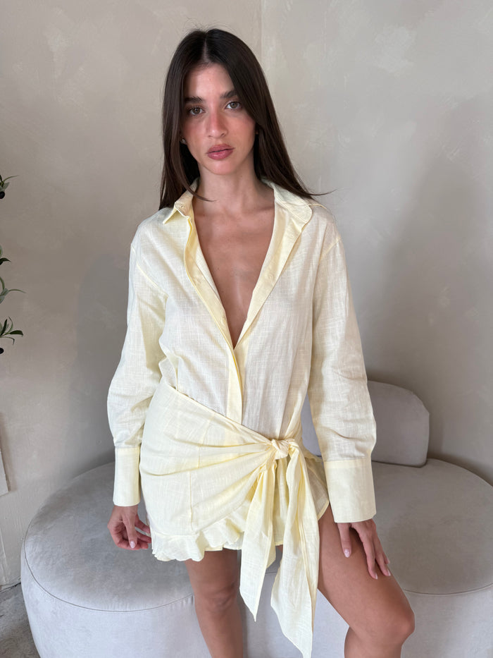 Tie-front Shirt Cover-up Dress