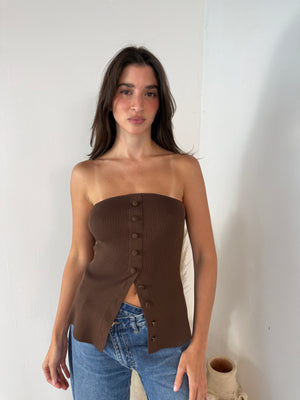 Front Button Tube Top