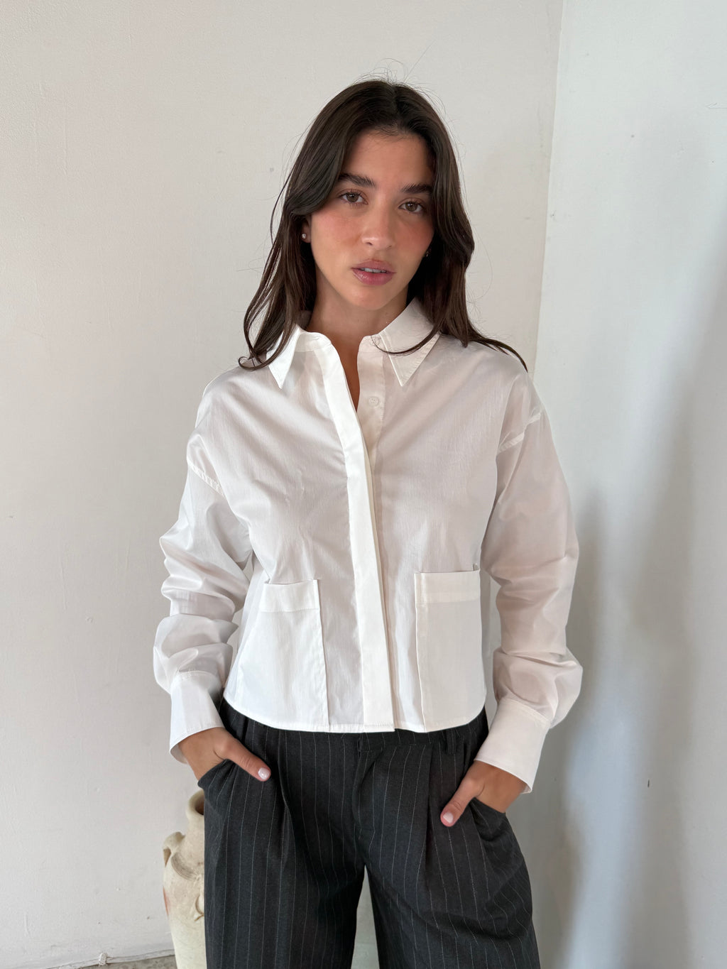 White LS Buttondown Top