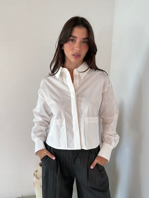 White LS Buttondown Top