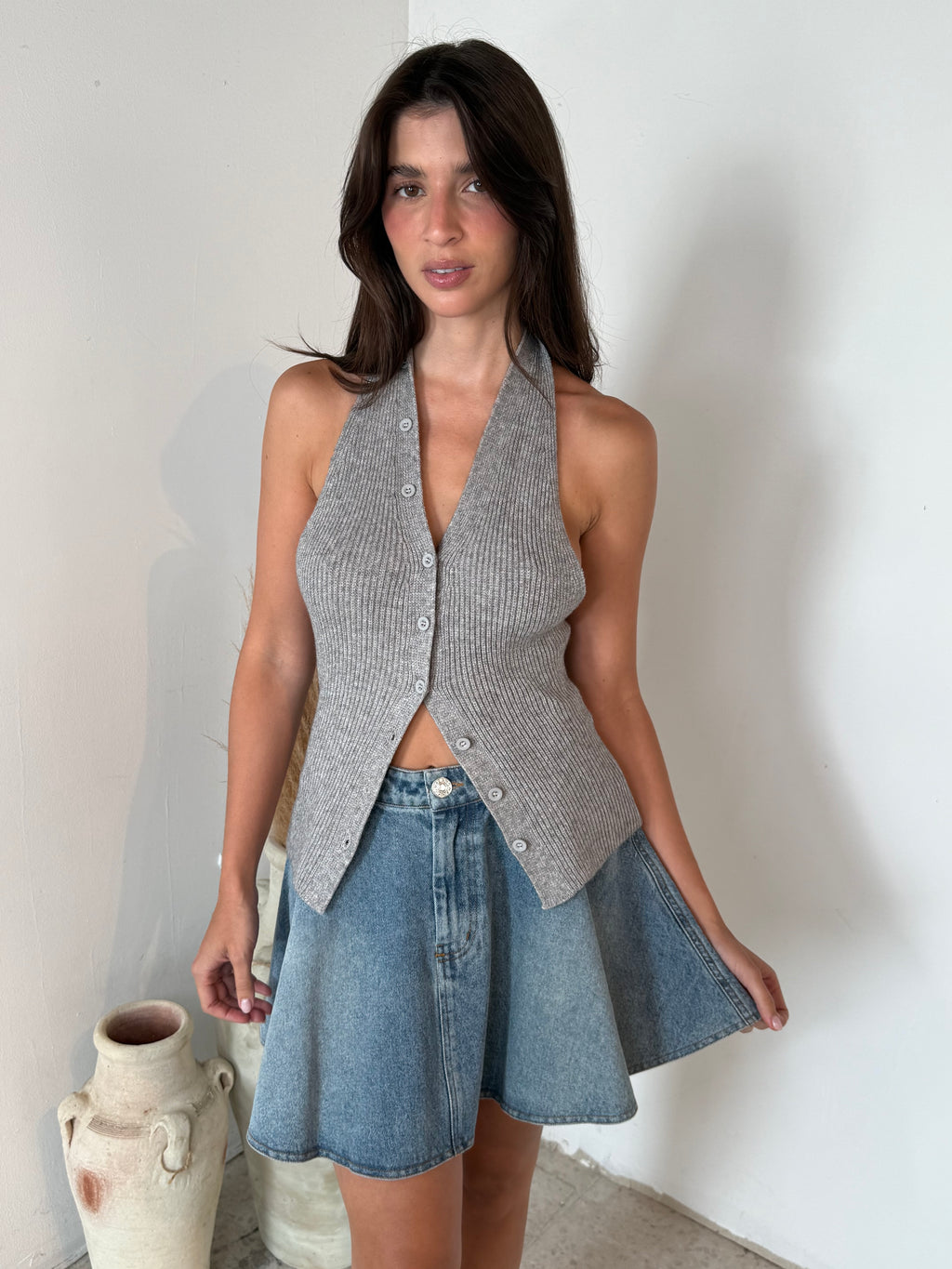 Denim Flare Skirt