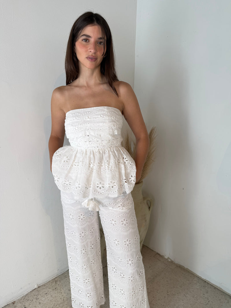 Eyelet Pleated Top & Pant Set