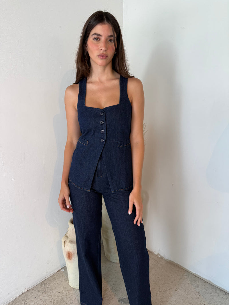 Ellen Denim Vest Top & Pant Set