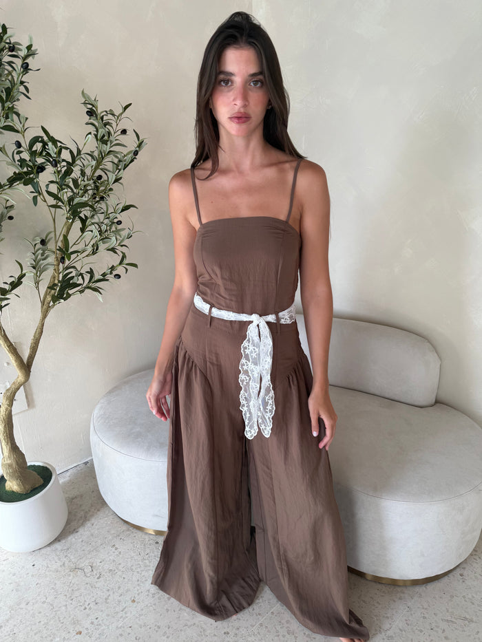 Lace Tie Wide Leg Jumsuit
