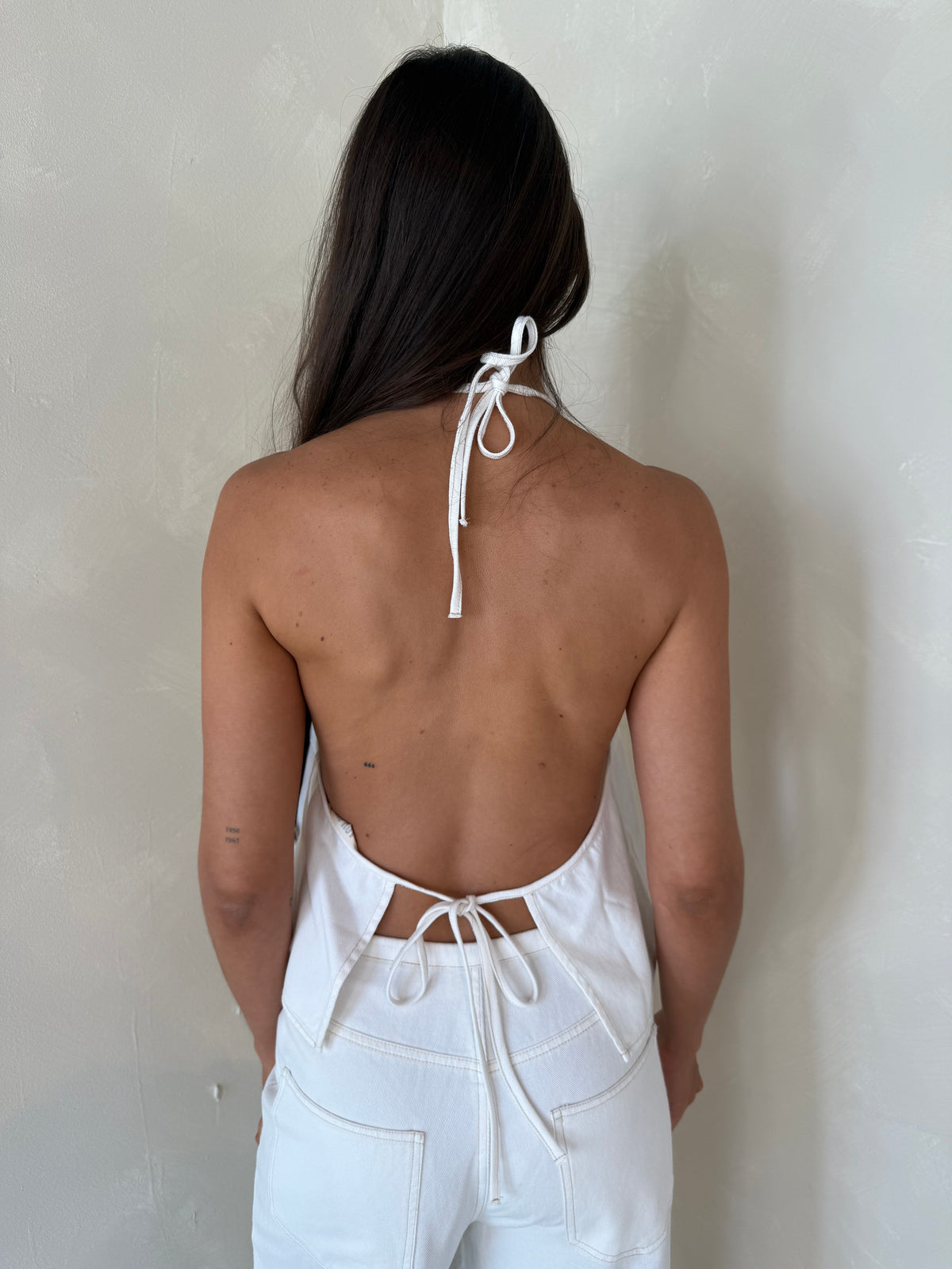 Halter Denim Top & Drawstring Pant Set