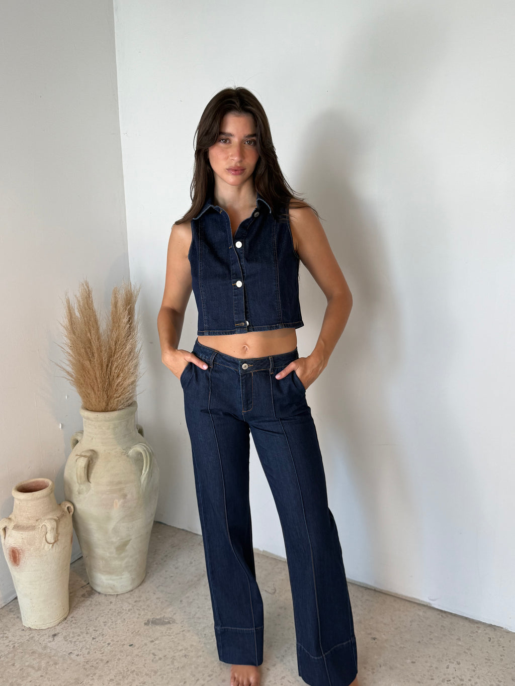 Dark Denim Vest & Pant Set