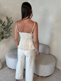 Stretch Twill Peplum Top & Pant Set