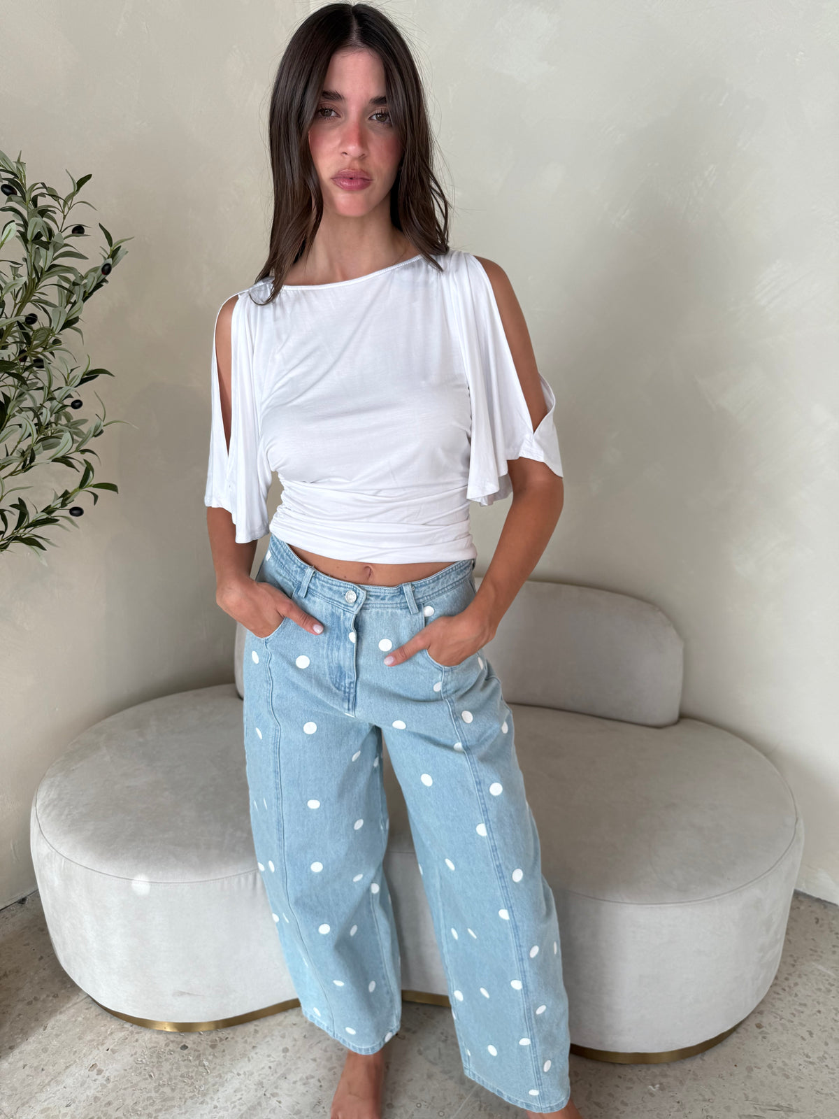 Polka Denim Barrel Jeans