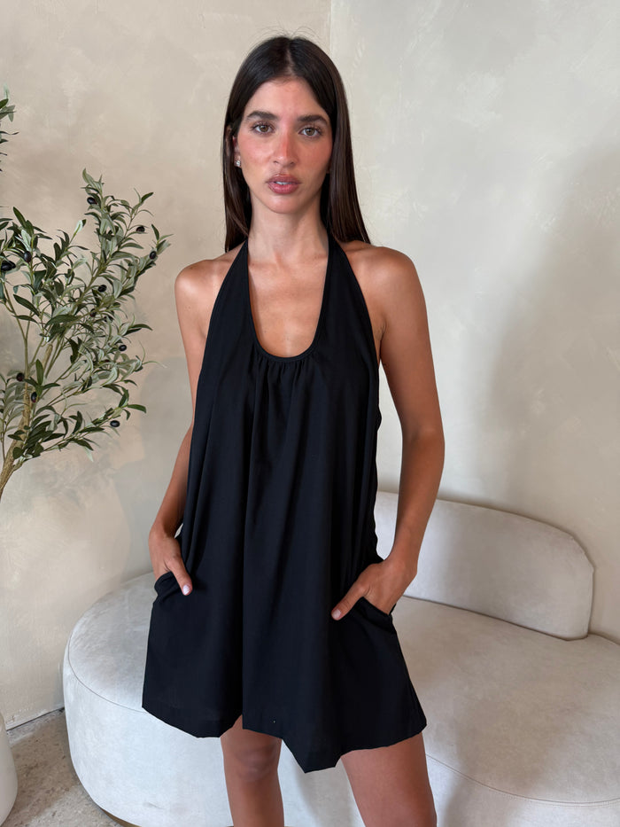 Black Halter Sun Dress