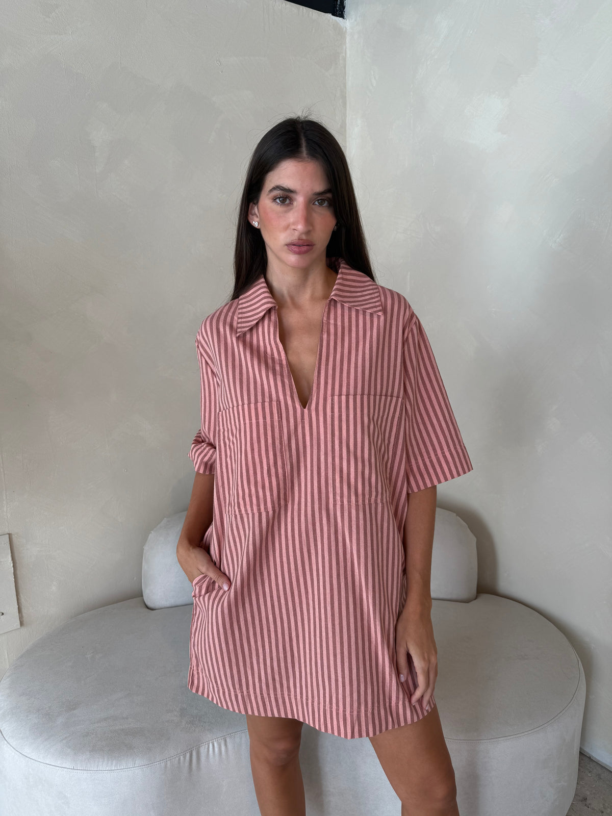 Ss Stripe Collar Dress