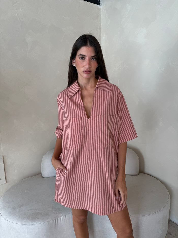 Ss Stripe Collar Dress