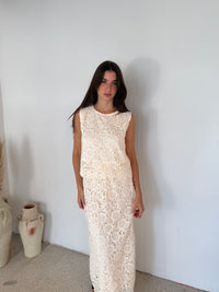 Crochet Sleeveless Top And Skirt Set