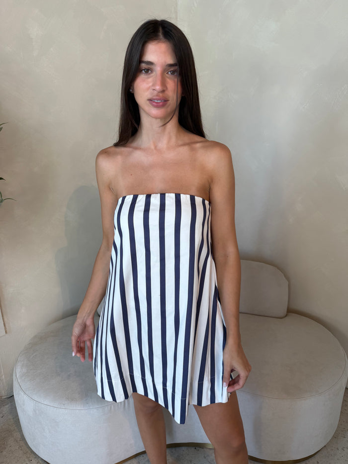 Navy Stripe Tube Dress