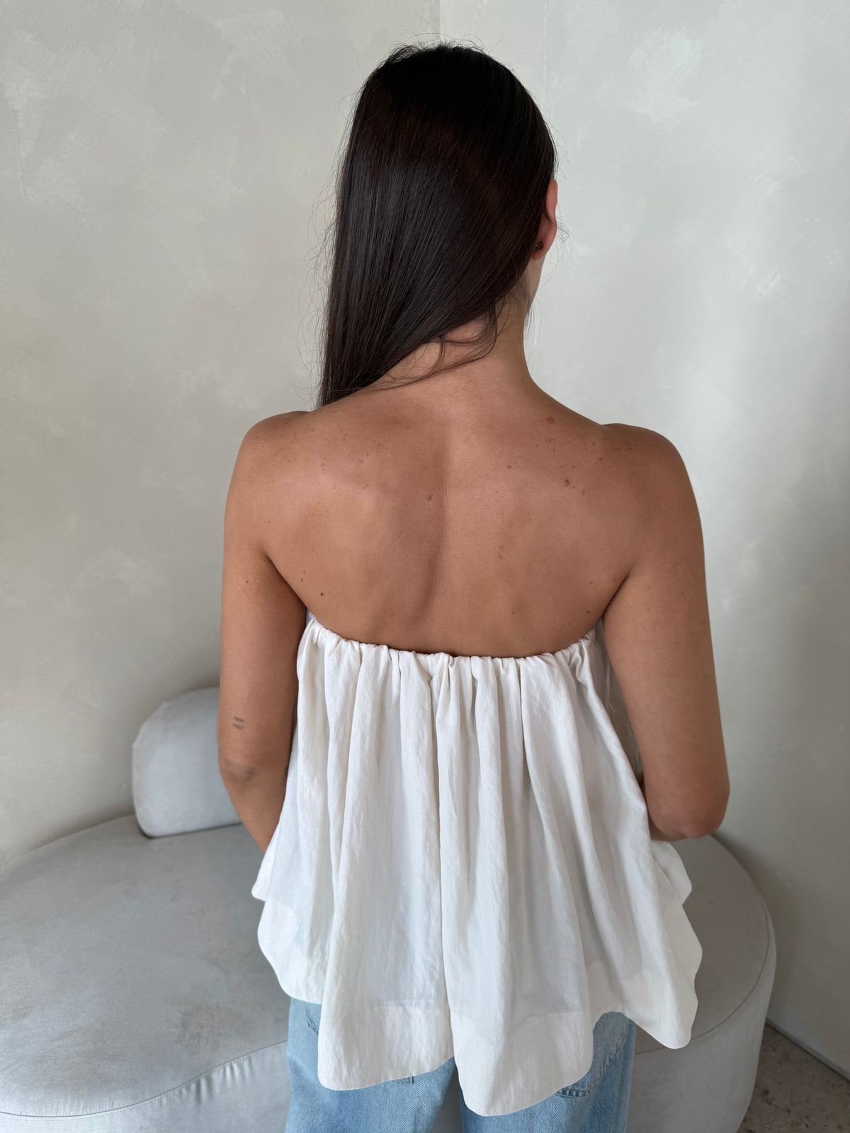 Cream Strapless Top