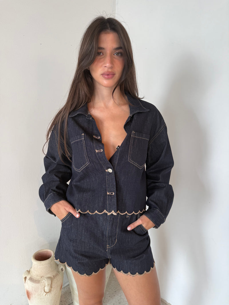 Indigo Blue Denim Jacket & Short Set