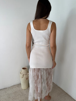 Solid Tank Lace Maxi Dress
