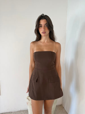 Coffee Tube Mini Dress