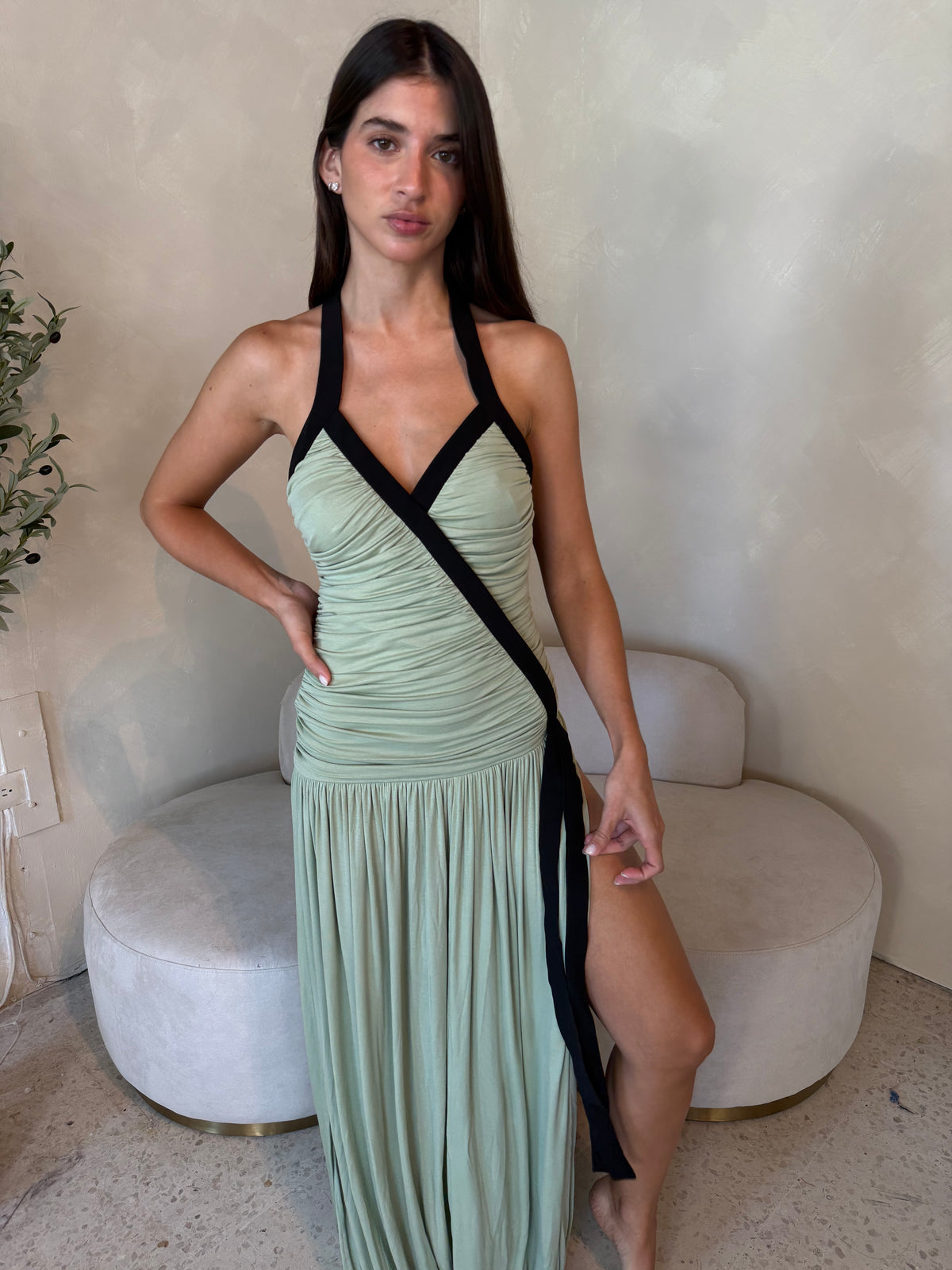 Mint Draped Maxi Dress