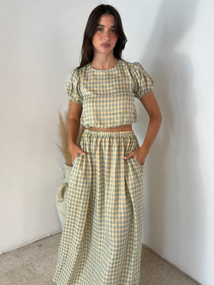 Plaid SS Top & Maxi Skirt Set