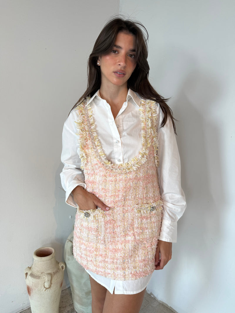 Tweed Mini Dress and Contrast LS Shirt Set