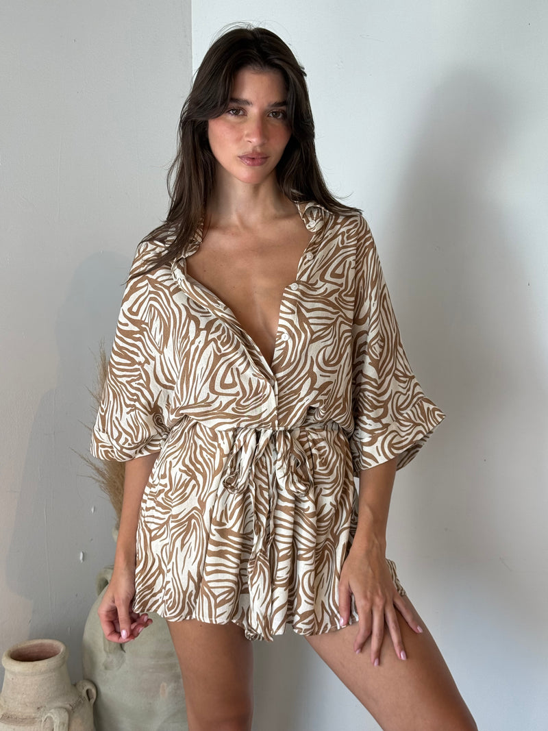 Taupe Printed Romper