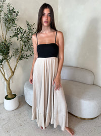 Taupe Black Color Block Maxi Dress