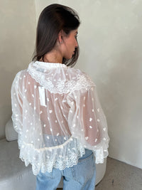 Floral Mesh Ruffle Top