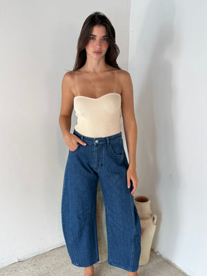 Denim Baggy Barrel Pants